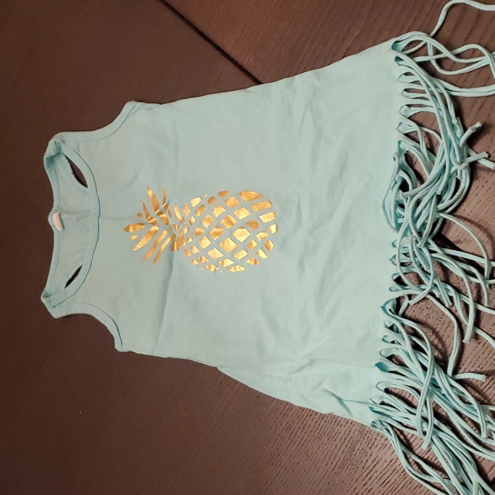 Turquoise fringe Beach cover up or casual summer dress.